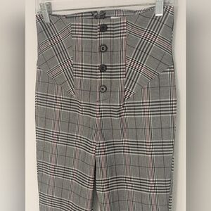 New Unique Vintage Extra High waisted Plaid Stretchy Skinny Sz M Black White Red